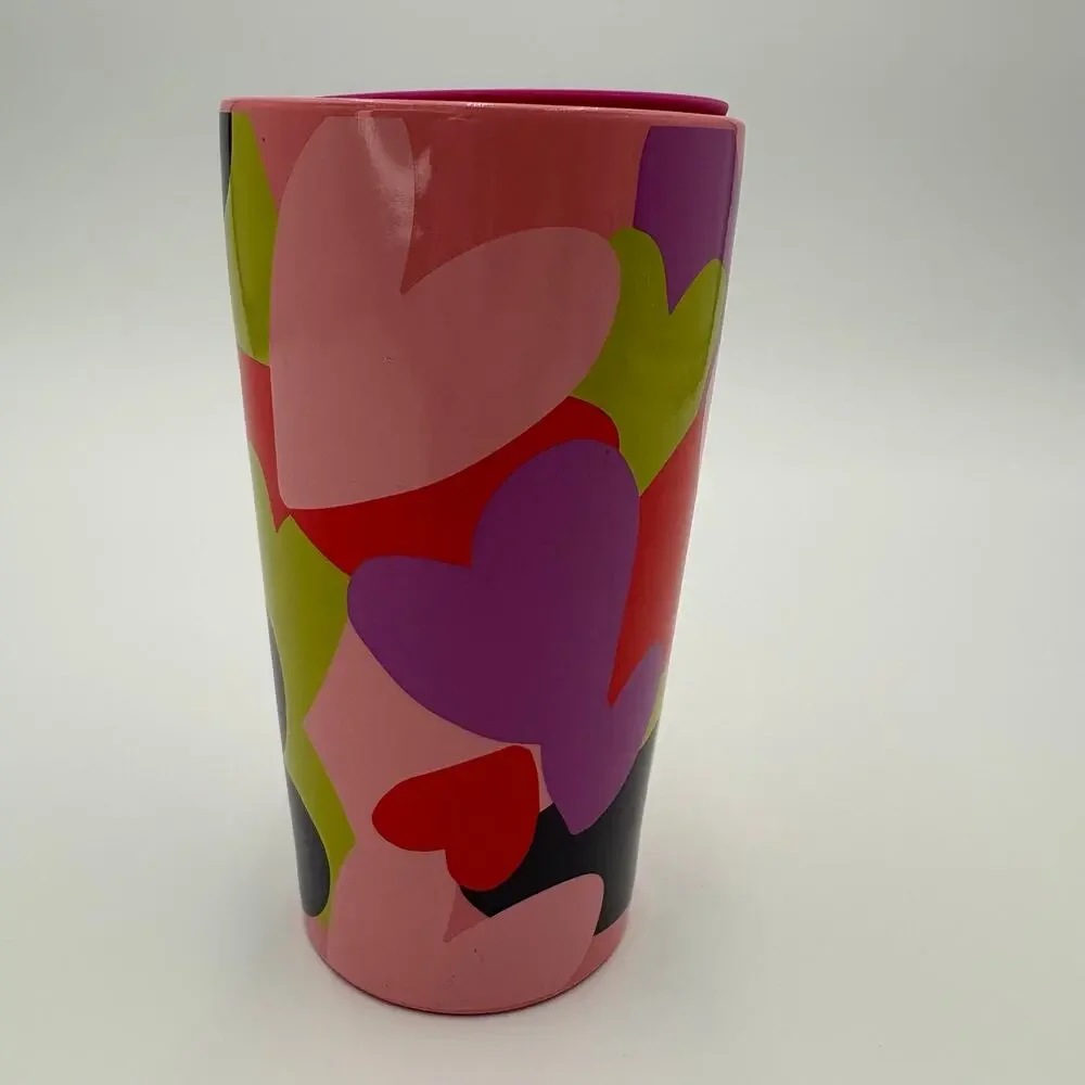 Starbucks 2022 Valentine Hearts Double Wall Ceramic Travel Tumbler Mug 12 oz Lid